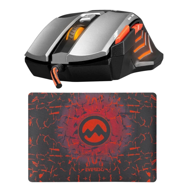 Everest SGM-X7 PRO Silver 2in1 7200dpi Makrolu Oyuncu Mouse +Gaming Mouse Pad - 22781