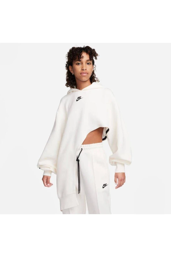 Sportswear Tech Fleece Oversize Hoodie Kadın Beyaz Renk Sweatshirt