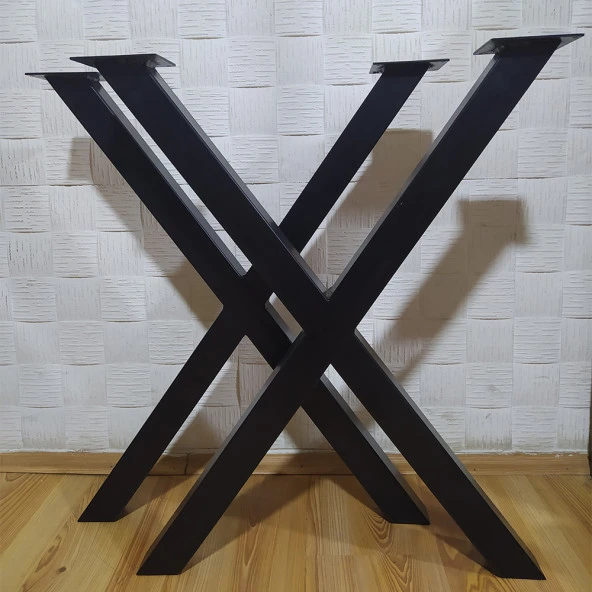 Çapraz Ayak Masa Siyah Metal Masa Ayağı X Model Masa Ayağı - 2