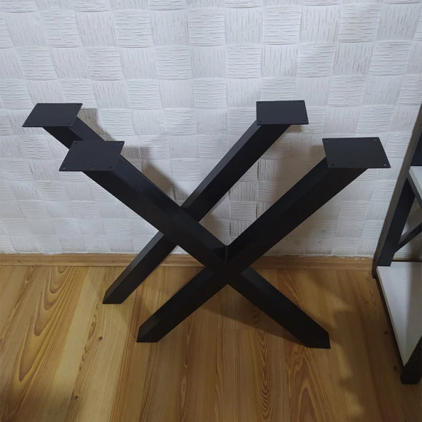 Çapraz Ayak Masa Siyah Metal Masa Ayağı X Model Masa Ayağı - 3