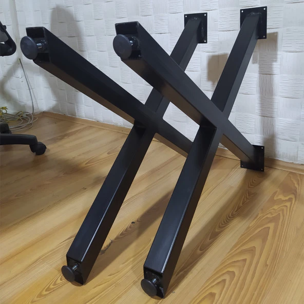 Çapraz Ayak Masa Siyah Metal Masa Ayağı X Model Masa Ayağı - 6