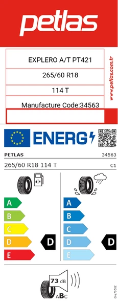 Petlas Explero A/T PT421 265/60 R18 114T Reinf. Dört Mevsim Lastiği Üretim Tarihi 2025 - Resim 4