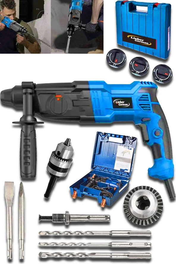 Lieber German Alman 1500 Watt 2.30 Bakır Sargılı 7 Joule Kırıcı Delici Hilti Matkap - 2