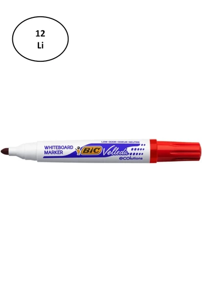 Bic Velleda 1701 Eco Yuvarlak Uç Beyaz Tahta Kalemi Kırmızı (12 Li Kutu) - 2