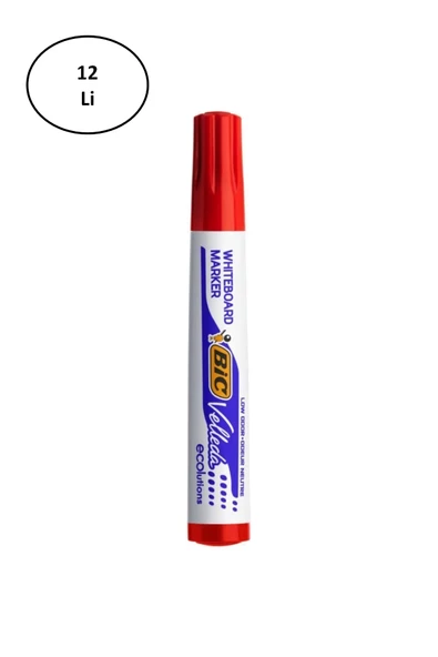 Bic Velleda 1701 Eco Yuvarlak Uç Beyaz Tahta Kalemi Kırmızı (12 Li Kutu) - 3