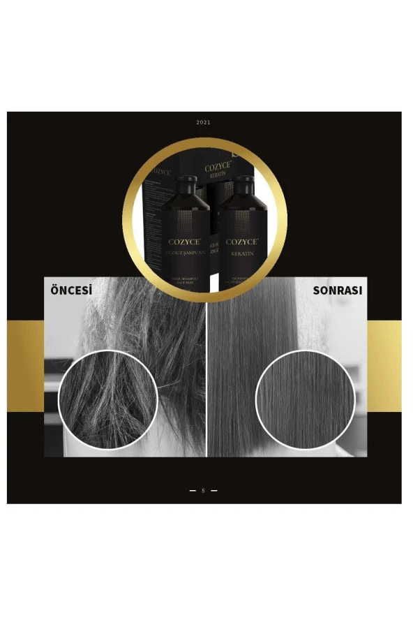 Cozyce Tuzsuz Şampuan 600 Ml + Brezilya Fönü Keratini 600 Ml Saç Düzleştirici Keratin Seti - 2