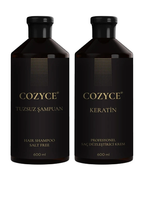 Cozyce Tuzsuz Şampuan 600 Ml + Brezilya Fönü Keratini 600 Ml Saç Düzleştirici Keratin Seti - 3