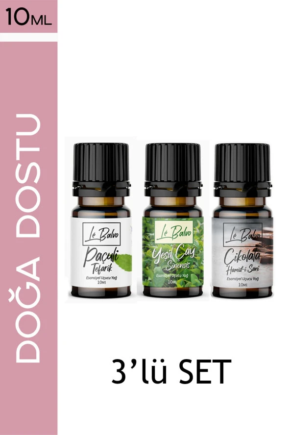LE BALVO Paçuli,çikolata,yeşil Çay Doğal Uçucu Saf Buhurdanlık Esansı Oda Kokusu Esans Buhur Yağı 10ml