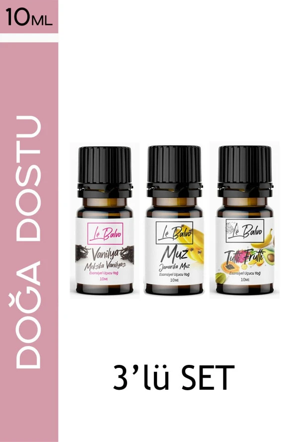 LE BALVO Vanilya,muz,tutti Frutti Doğal Uçucu Saf Buhurdanlık Esansı Oda Kokusu Esans Buhur Yağı 10ml