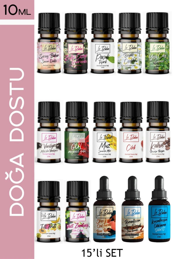 LE BALVO 15'li Set Uçucu Yağ Buhurdanlık Esansı Oda Kokusu Esansiyel Yağ Oda Difüzörü Esansı Buhur Yağı 10ml
