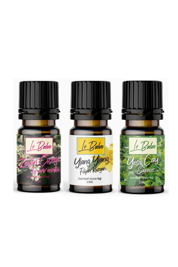 LE BALVO Zeytin,ylang Ylang,yeşil Çay Doğal Uçucu Saf Buhurdanlık Esansı Oda Kokusu Esans Buhur Yağı 10ml