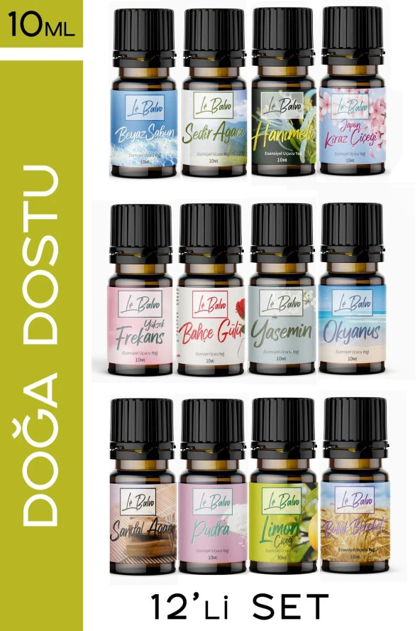 LE BALVO 12'li Set Uçucu Yağ Buhurdanlık Esansı Oda Kokusu Esansiyel Yağ Oda Difüzörü Esansı Buhur Yağı 10ml