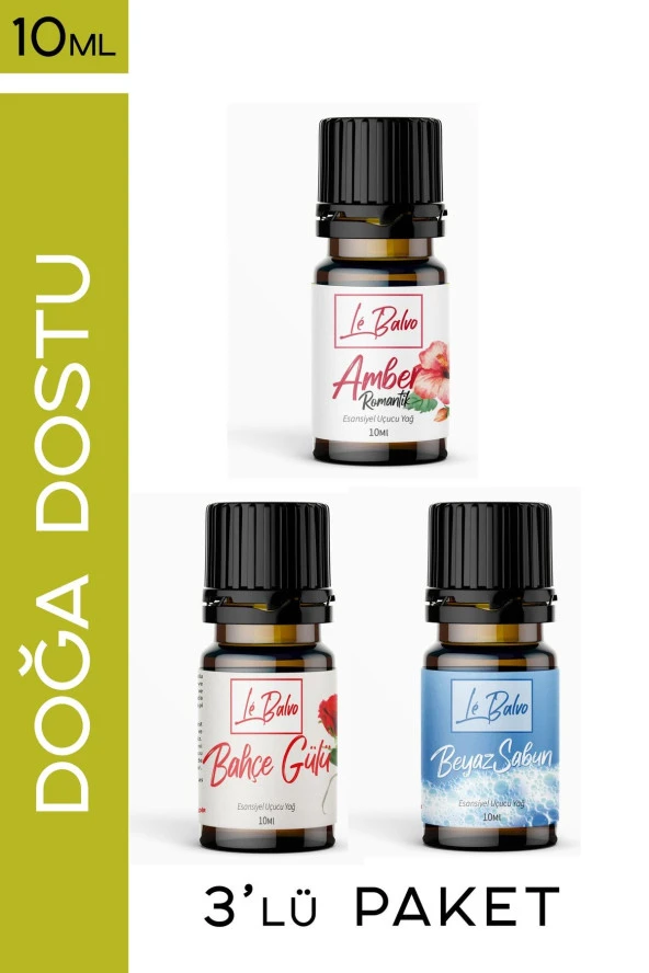 LE BALVO Amber,bahçe Gülü,beyaz Sabun Doğal Uçucu Saf Buhurdanlık Esansı Oda Kokusu Esans Buhur Yağı 10ml