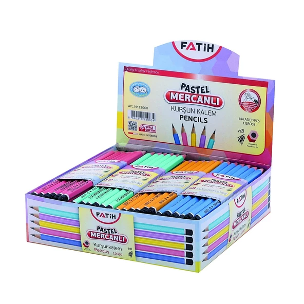 Fatih Pastel Mercanlı HB Kurşun Kalem 12 Adet