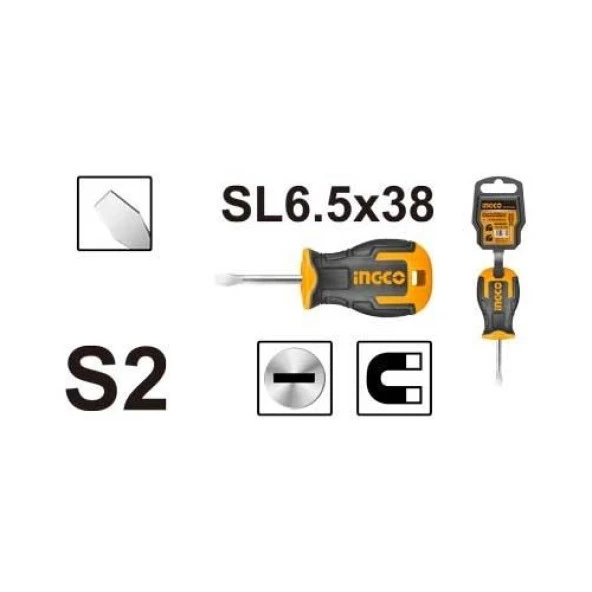 Ingco Hs686038 Düz Tornavida Sl6.5*38