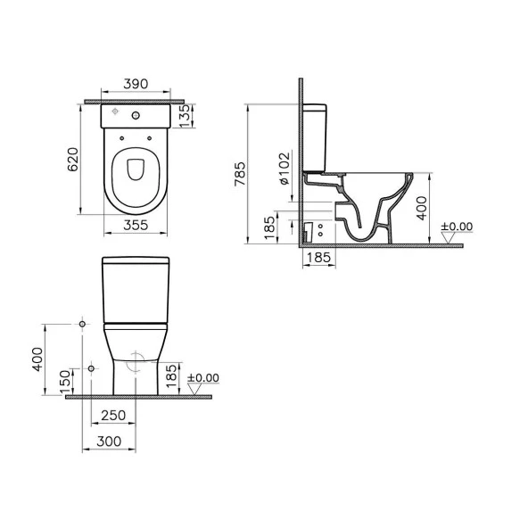 VitrA Integra Round Rim-ex Duvara Sıfır Klozet Rezervuar İç Takım ve Yavaş Kapanan Kapak - Resim 4