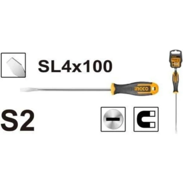 Ingco Hs684100 Mıknatıslı Düz Tornavida 4*100