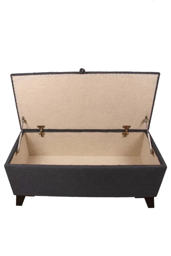 Mc Mobilya Sahra Peri Sandıklı Keten Puf Sandıklı Puf Bench Pistonlu - Resim 3