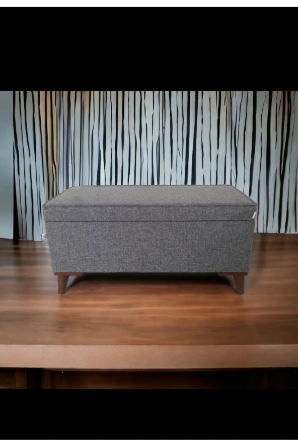 Mc Mobilya Sahra Peri Sandıklı Keten Puf Sandıklı Puf Bench Pistonlu - Resim 3