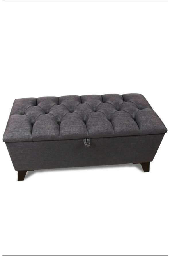 Mc Mobilya Sahra Peri Sandıklı Keten Kapitone Sandıklıpuf Puf Bench Tabure Pistonlu - Resim 3