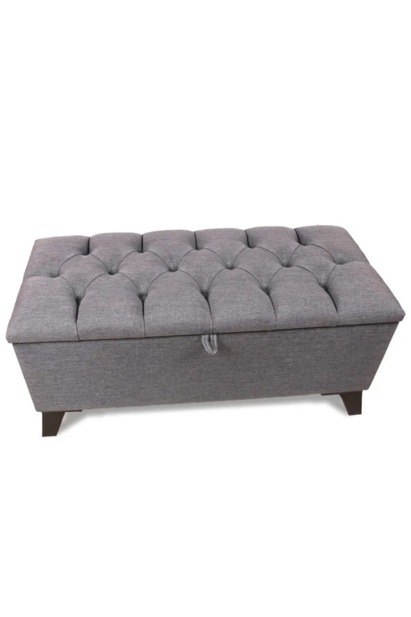 Mc Mobilya Sahra Peri Sandıklı Keten Kapitone Sandıklıpuf Bench Puf Tabure Pistonlu - 4