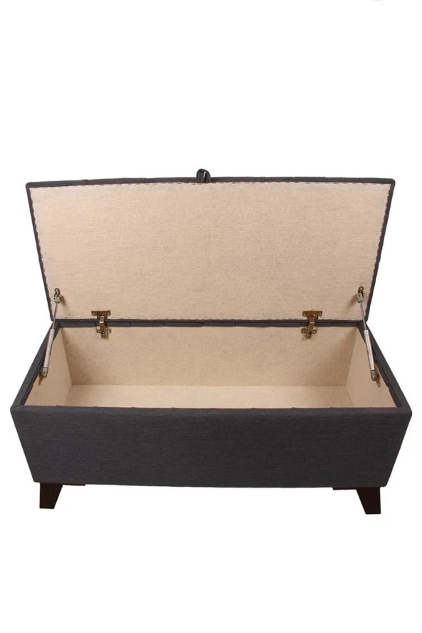 Mc Mobilya Sahra Peri Sandıklı Keten Kapitone Sandıklıpuf Puf Bench Tabure Pistonlu - Resim 4