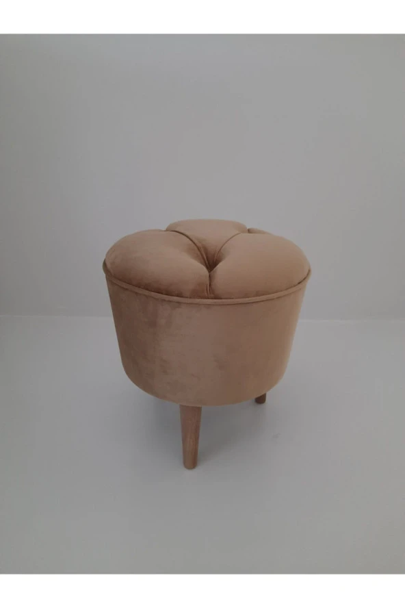 Mc Mobilya Sahra 35 Çap Silindir Hardal Kapitonepuf Tabure - Resim 2