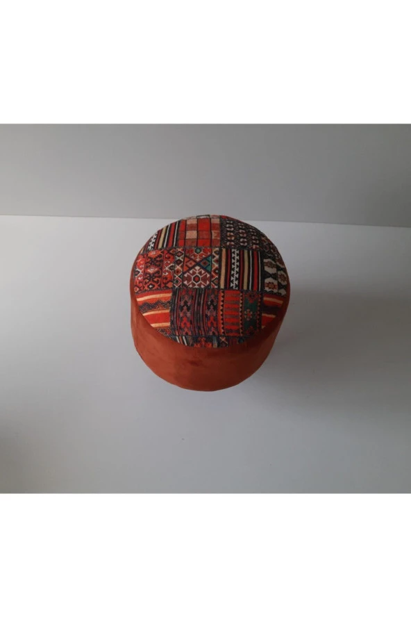 Mc Mobilya Sahra 35 Cm Çap Silindir Daire Puf Tabure Kilim - Resim 3