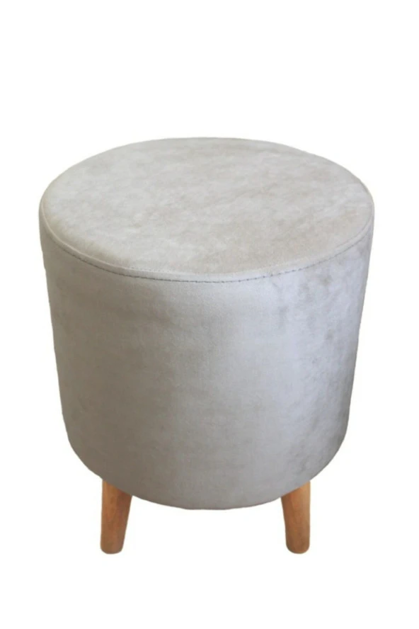 Arasta Life Style 35 Cm Çap Silindir Ahşap Bacak Puf Tabure - 2