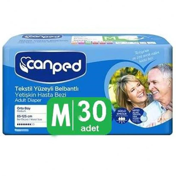 Canped 30'lu Tekstil Yüzeyli Belbantlı Orta Boy Yetişkin Hasta Bezi