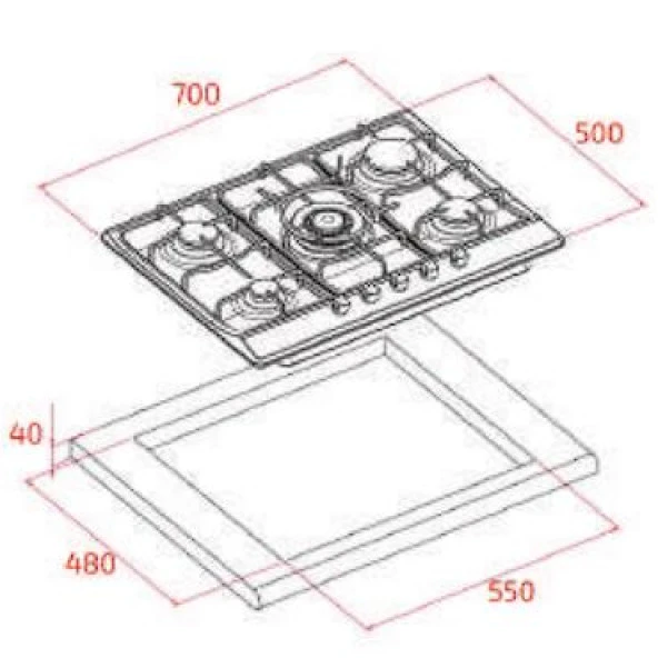 Teka GSC 75330 RBC AT 70cm Country 5 Gözlü Ankastre Ocak - 2