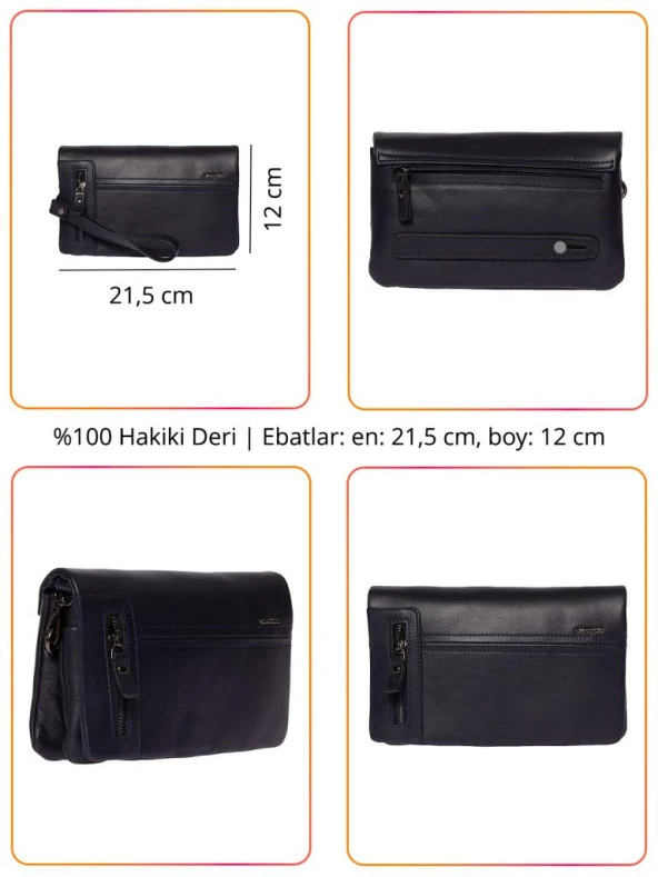 Grande Hakiki Deri Erkek El Çantası Kahve 4271 - Resim 2