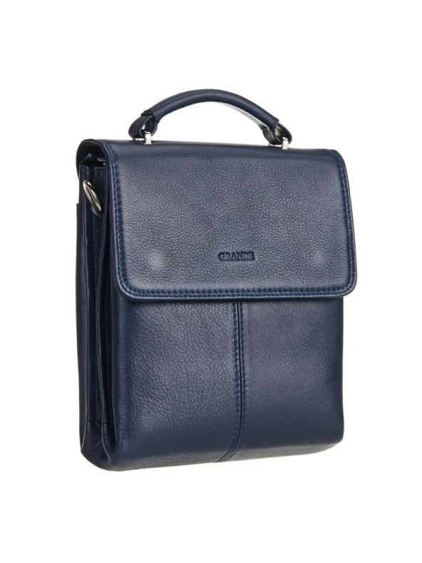 Grande Hakiki Deri Erkek Postacı Çantası Lacivert 4260 - 3