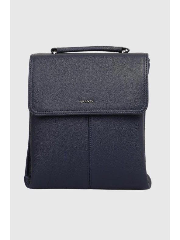 Grande Hakiki Deri Erkek Postacı Çantası Lacivert 4260 - 4