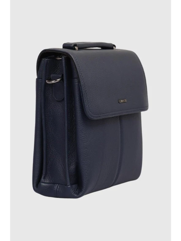 Grande Hakiki Deri Erkek Postacı Çantası Lacivert 4260 - 5