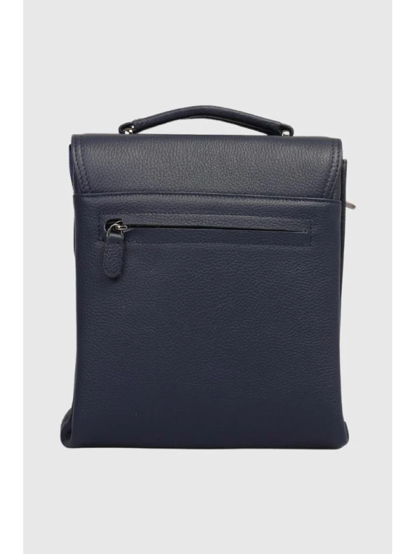 Grande Hakiki Deri Erkek Postacı Çantası Lacivert 4260 - 6