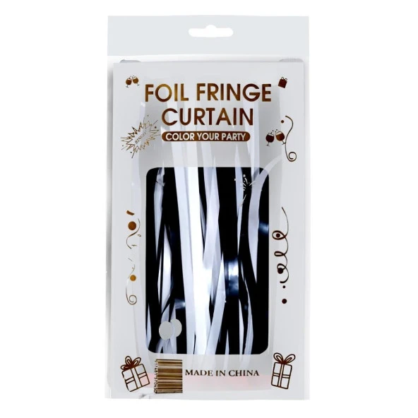 Metalize Siyah Beyaz Arka Fon Süs 100x200 cm ürün görseli 1