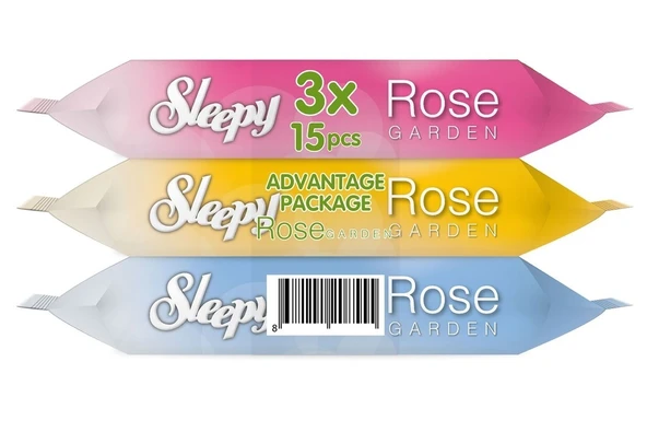 Sleepy Islak Havlu Cep Mendil (3 Lü Pk) 15 Yaprak Rose/Garden (45 Yaprak)