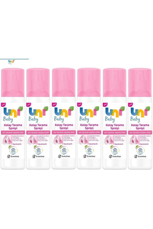 Uni Baby Kolay Saç Tarama Spreyi 200 ml Zor Taranan Saçlara Özel 6 Adet