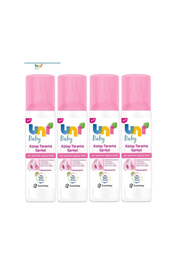 Uni Baby Kolay Saç Tarama Spreyi Zor Taranan Saçlara Özel 200ml 4 Adet