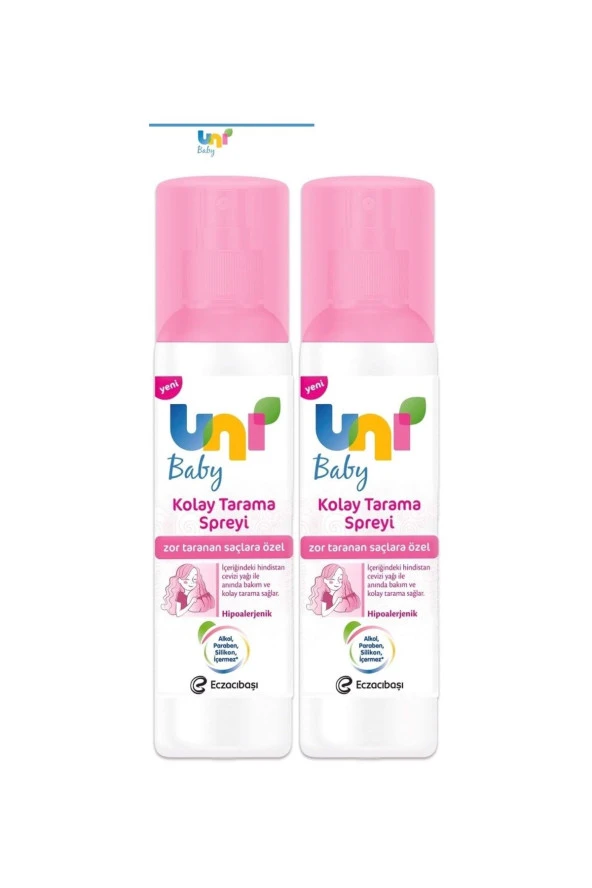 Uni Baby Kolay Saç Tarama Spreyi 200 ml Zor Taranan Saçlara Özel 2'Li Set