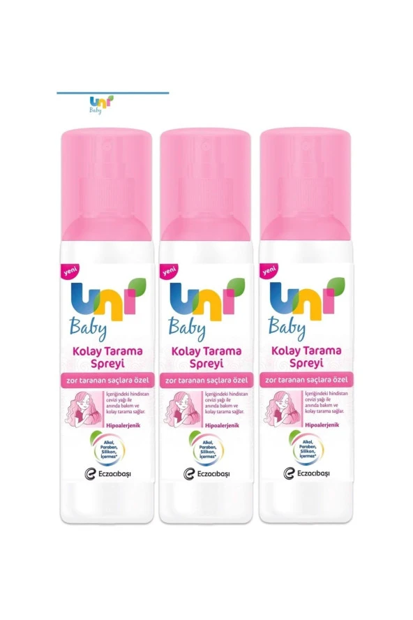 Uni Baby Uni Baby Kolay Saç Tarama Spreyi 200Ml (3 Lü Set) Zor Taranan Saçlara Özel