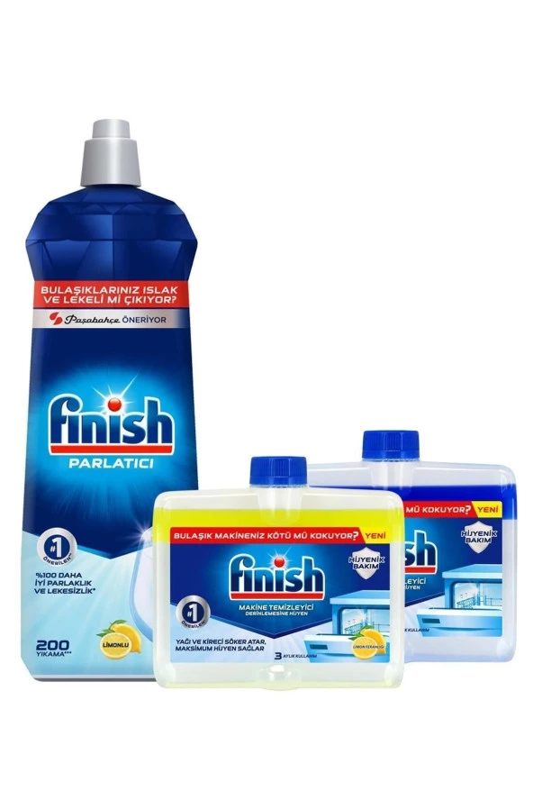 Finish Bulaşık Makinesi Parlatıcı 800 Ml Limon + Bulaşık Makinesi Temizleyici Sıvı 2 X 250 Ml