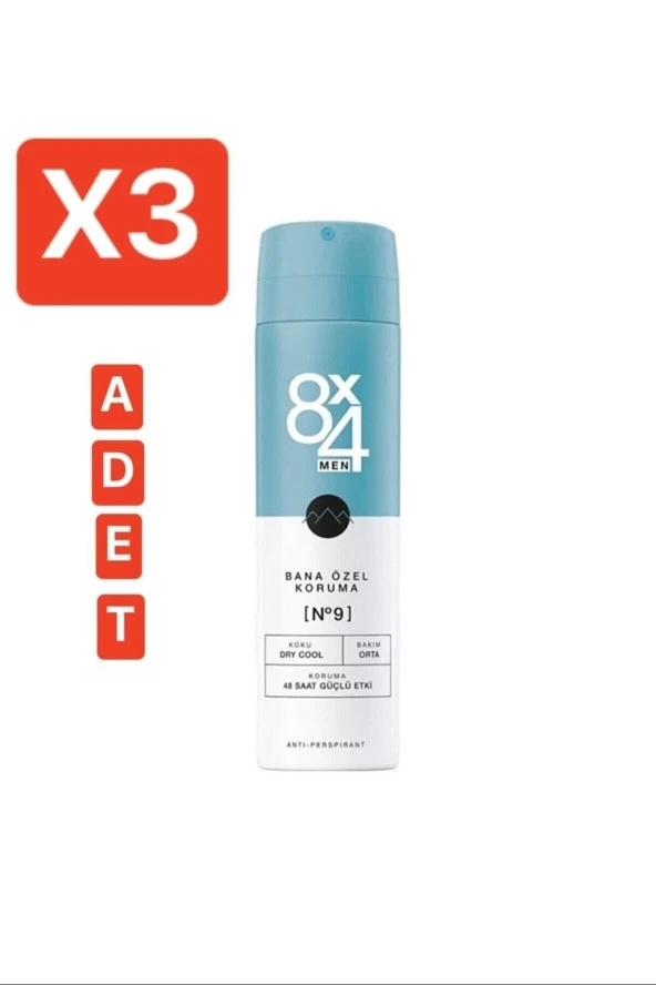 8x4 Sprey Dodorant Formen Dry Cool 150 ml 9 No 3 Adet