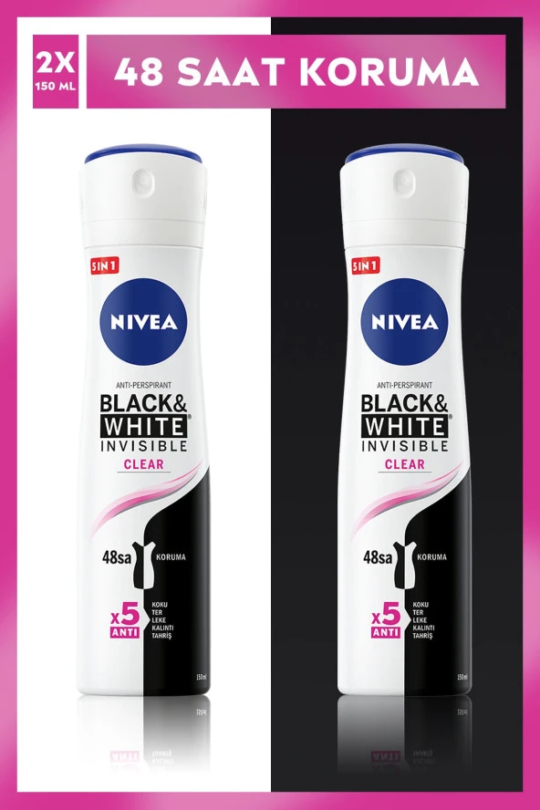 Nivea Deo.Sprey Kadın Black&Whıte Ipeksi Pürüzsüzlük 150Ml 2Adet
