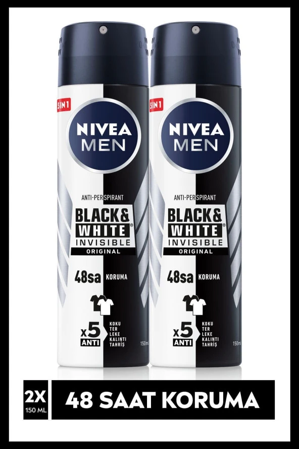 Nivea Men Sprey Deodorant Black & White Original 150 ml 2 Adet