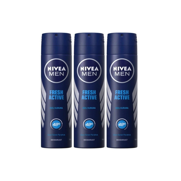 Nivea Men Sprey Deodorant Fresh Active 150 ml 3 Adet