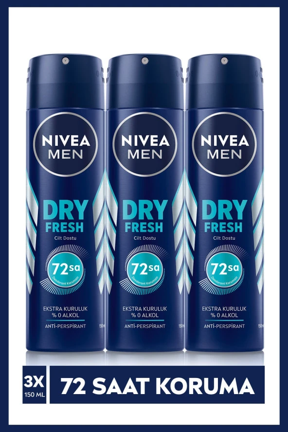 Nivea Men Sprey Deodorant Dry Fresh 150 ml 3 Adet