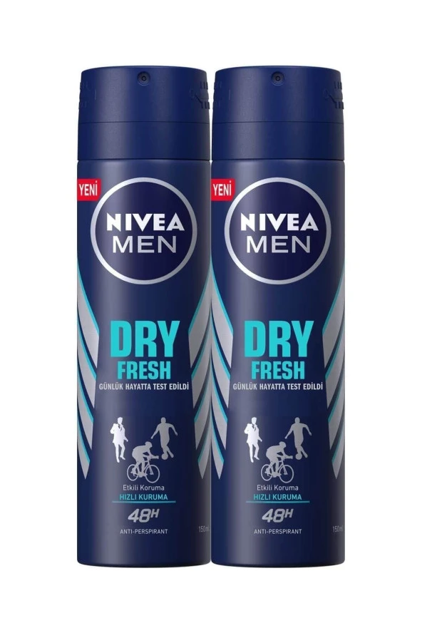 Nivea Dry Fresh Erkek Sprey Deo 150 ml 2 Adet