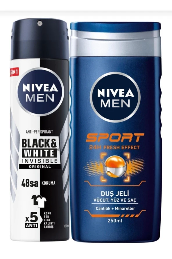 Nivea Erkek Deodorant 150 ml + Men Sport Duş Jeli 250 ml ASEL753